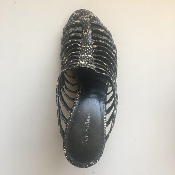 Calvin Klein Wedge Phillipa Snakeskin Strappy Shoe - Picture 11 of 13